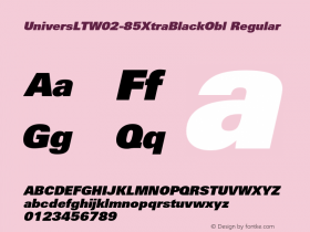 Univers LT W02 85 X Black Obl Version 1.00 Font Sample