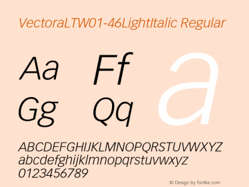 Vectora LT W01 46 Light Italic Version 1.0 Font Sample