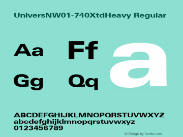 Univers N W01 740 Xtd Heavy Version 1.1 Font Sample