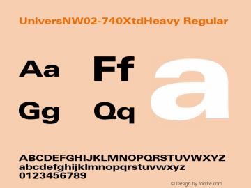 Univers N W02 740 Xtd Heavy Version 1.1 Font Sample