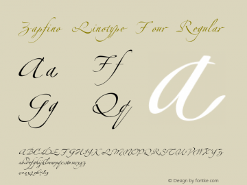 Zapfino Linotype Four Regular Macromedia Fontographer 4.1 08/08/2000图片样张