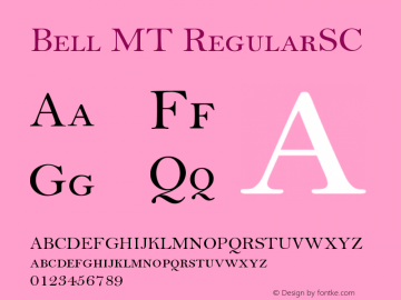 Bell MT RegularSC Version 001.004 Font Sample
