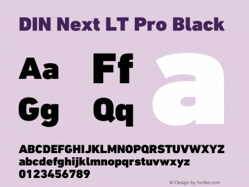 DIN Next LT Pro Black Version 1.40 Font Sample