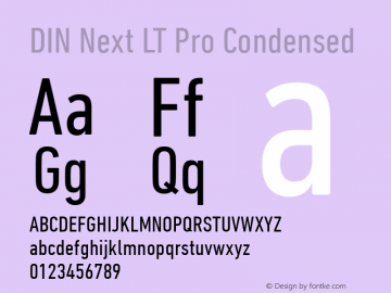 DIN Next LT Pro Condensed Version 1.20 Font Sample