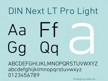 DIN Next LT Pro Light Version 1.40 Font Sample
