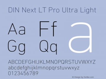 DIN Next LT Pro Ultra Light Version 1.40 Font Sample