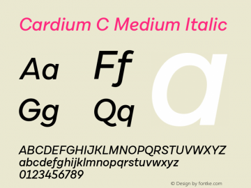 CardiumC-MediumItalic 1.000 Font Sample