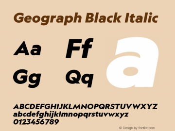 Geograph Black Italic Version 1.004;PS 1.001;hotconv 16.6.54;makeotf.lib2.5.65590;0图片样张