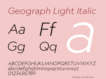Geograph Light Italic Version 1.004;PS 1.001;hotconv 16.6.54;makeotf.lib2.5.65590;0图片样张