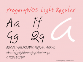 Progeny W05 Light Version 1.00 Font Sample