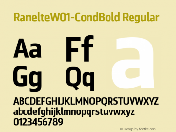 Ranelte W01 Cond Bold Version 1.00 Font Sample