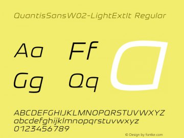 Quantis Sans W02 Light Ext It Version 1.00 Font Sample
