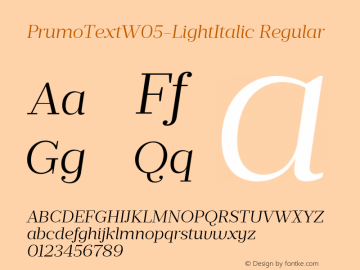 Prumo Text W05 Light Italic Version 1.10 Font Sample