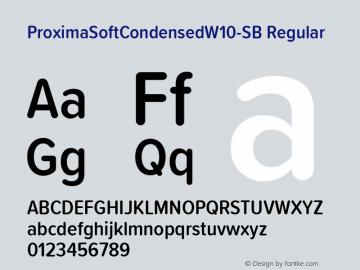 Proxima Soft Condensed W10 SmBd Version 1.20 Font Sample