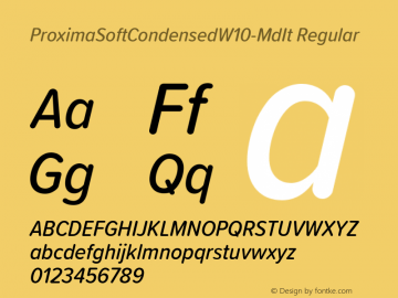 Proxima Soft Condensed W10 MdIt Version 1.20 Font Sample