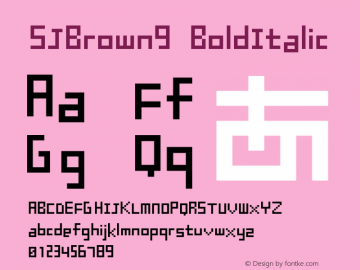 SJBrown9 BoldItalic Version 1.1 Font Sample