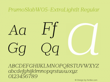 Prumo Slab W05 ExtraLight It Version 1.10 Font Sample