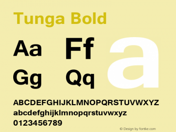 Tunga Bold Version 5.94 Font Sample