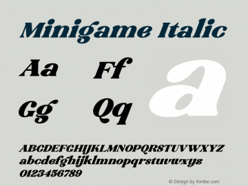 Minigame Italic Version 1.00;December 14, 2020;FontCreator 12.0.0.2563 64-bit Font Sample