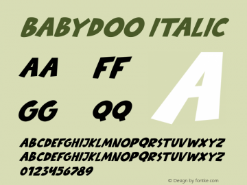 Babydoo Italic Version 1.00;December 16, 2020;FontCreator 12.0.0.2563 64-bit Font Sample