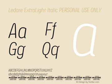 Ledare ExtraLight Italic PERSONAL USE ONLY Version 1.000;FEAKit 1.0 Font Sample