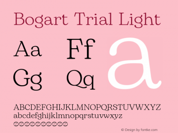 Bogart Trial Light Version 1.000 Font Sample