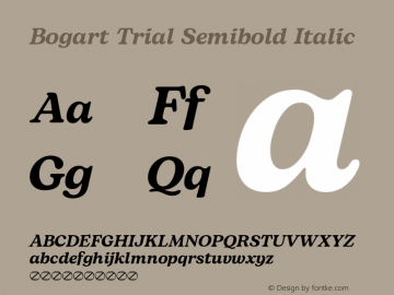 Bogart Trial Semibold Italic Version 1.000 Font Sample
