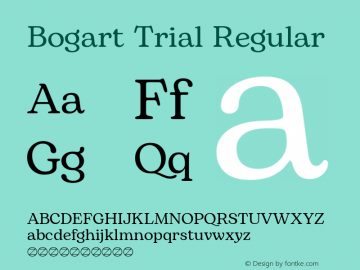 Bogart Trial Regular Version 1.000 Font Sample