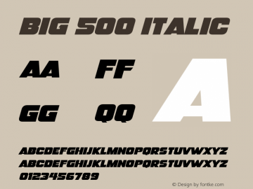 Big 500 Italic Version 1.00;February 16, 2021;FontCreator 12.0.0.2567 64-bit Font Sample