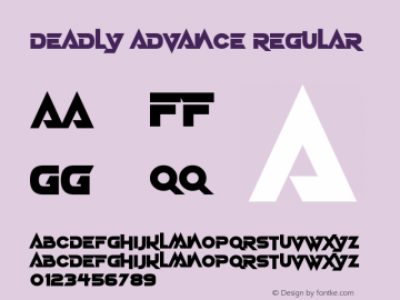 Deadly Advance Version 1.00;February 17, 2021;FontCreator 12.0.0.2567 64-bit图片样张