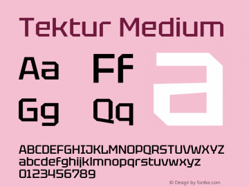 Tektur Medium Version 1.001; ttfautohint (v1.8.3)图片样张