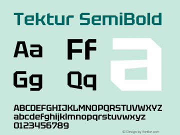 Tektur SemiBold Version 1.001; ttfautohint (v1.8.3) Font Sample