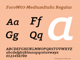 Foro W03 Medium Italic Version 1.00图片样张