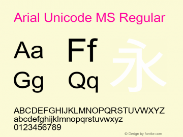 Arial Unicode MS Regular Version 1.01图片样张