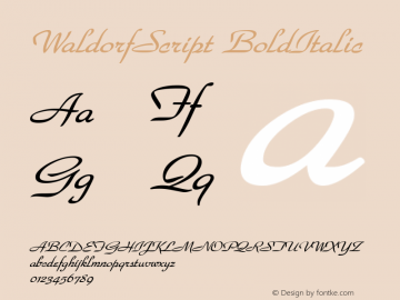 WaldorfScript BoldItalic Rev. 003.000 Font Sample