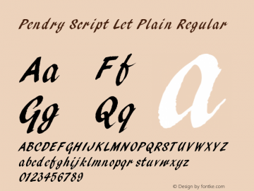 Pendry Script Let Plain Regular Macromedia Fontographer 4.1 17.03.02 Font Sample