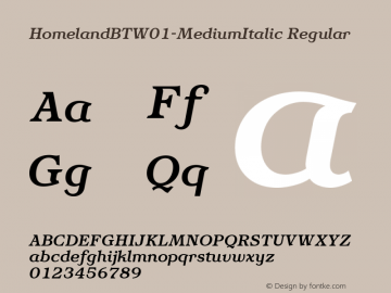 Homeland BT W01 Medium Italic Version 1.00图片样张