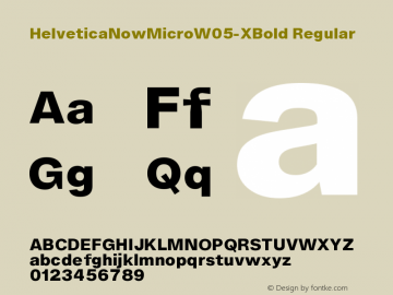 Helvetica Now Micro W05 XBold Version 1.001 Font Sample