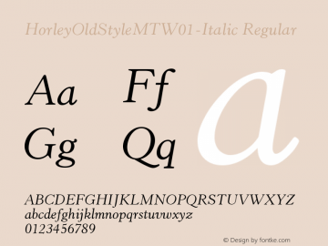 Horley Old Style MT W01 Italic Version 3.00图片样张