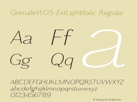 Grenale W05 Ext Light Italic Version 1.00 Font Sample