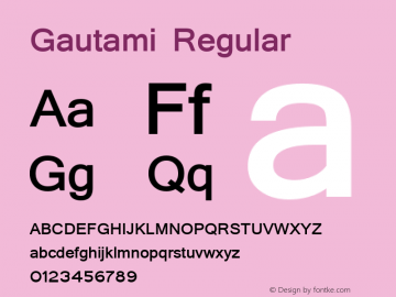 Gautami Regular Version 5.00 Font Sample