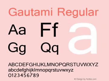 Gautami Regular Version 5.90 Font Sample