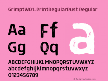 Grimpt W01 Print Regular Rust Version 1.00 Font Sample
