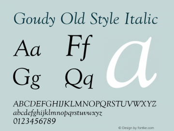 Goudy Old Style Italic Version 1.01图片样张