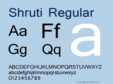 Shruti Regular Version 5.00 Font Sample