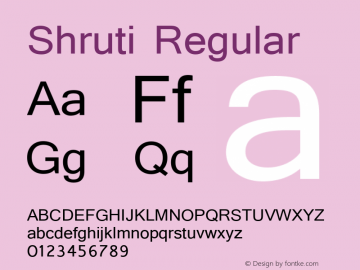 Shruti Regular Version 5.90 Font Sample