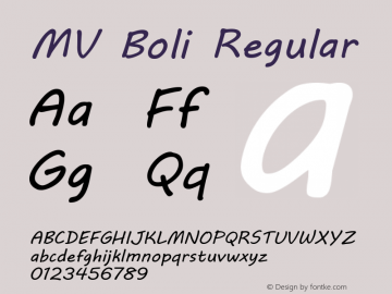 MV Boli Regular Version 5.01 Font Sample