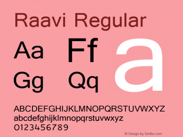 Raavi Regular Version 5.90 Font Sample