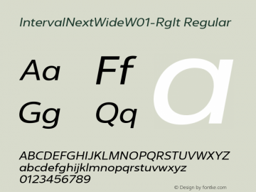 Interval Next Wide W01 Rg It Version 1.00 Font Sample