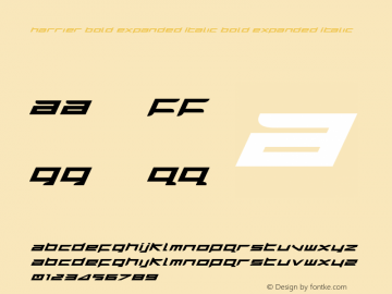Harrier Bold Expanded Italic Bold Expanded Italic 1 Font Sample